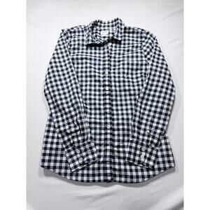 J Crew Women's Navy & White Gingham Button-Down Shirt - Small